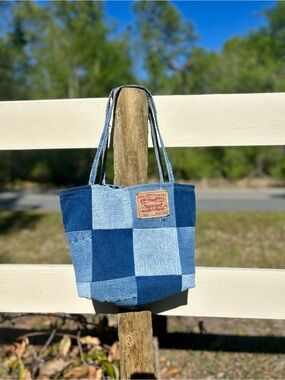 Levi's Blue Patchwork Denim Tote Bag